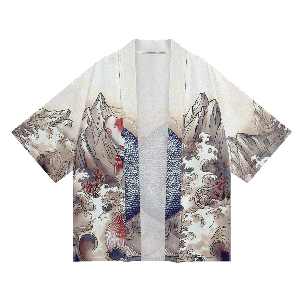 Kimono plus size 6xl 5xl moda anime baleia impressão cardigan haori 2025 feminino cosplay yukata roupas harajuku masculino topos