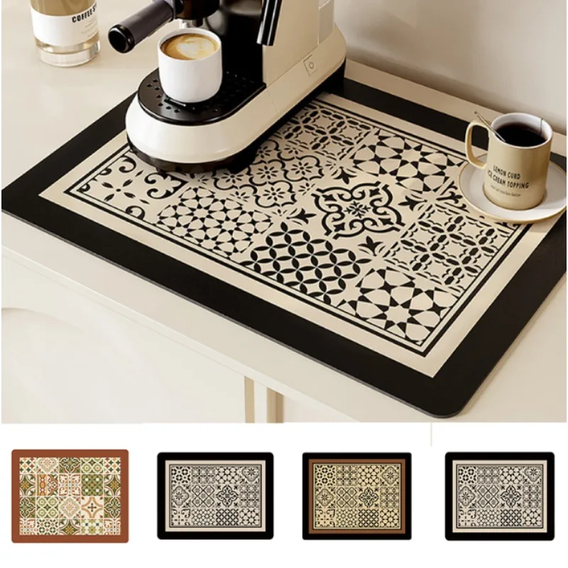 Estera para máquina de café de barro de diatomeas, encimera de cocina, drenaje, mesa de comedor, mesa de agua, esteras de aislamiento térmico para quemaduras domésticas