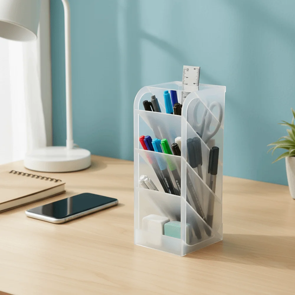 Oblique Insertion Type Plastic Pen Holder Plastic Material High Quality Oblique Insertion Pen Bucket Large Capacity