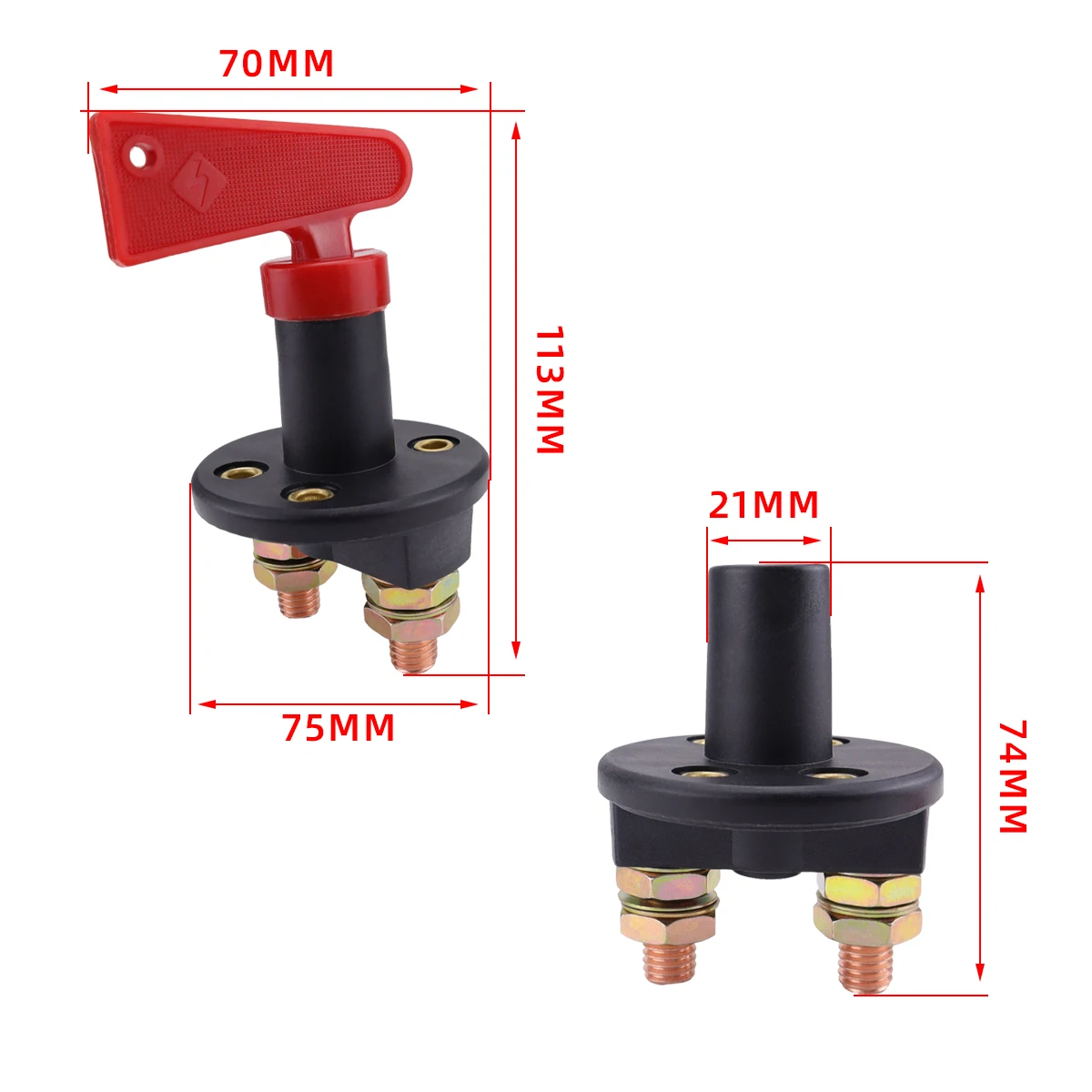 300A 12V 24V Red 2Key Cut Off Battery Main Kill Switch Vehicle Car Modify Isolator Disconnector Truck Boat Auto Car Power Switch