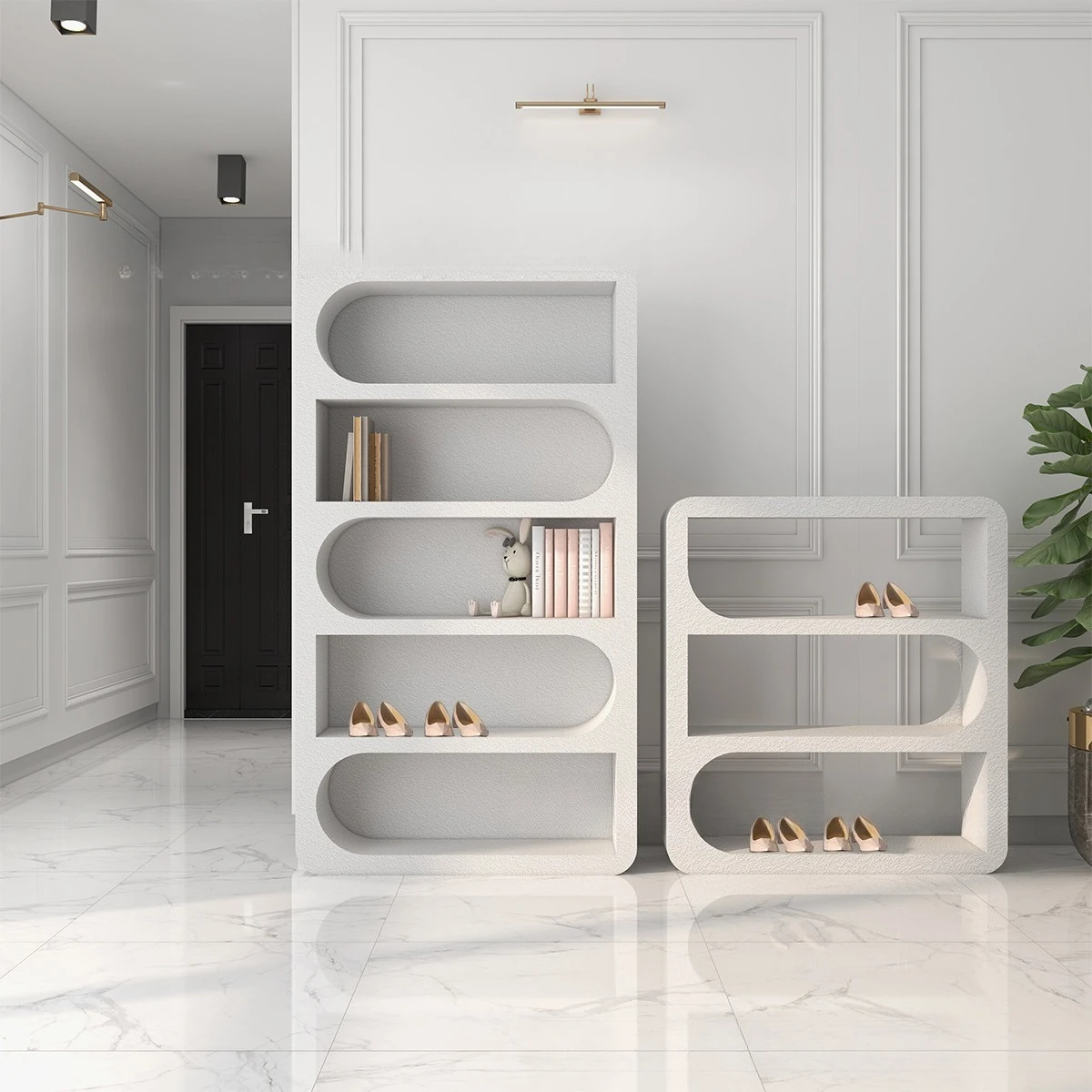Living room shelf Floor-to-ceiling display cabinet Clothing store French small arched cave cabinet