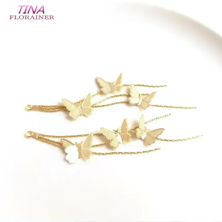 80MM 14K Gold Color Plated Butterfly Tassel Earrings Charms Pendants High Quality Diy Jewelry Accessories