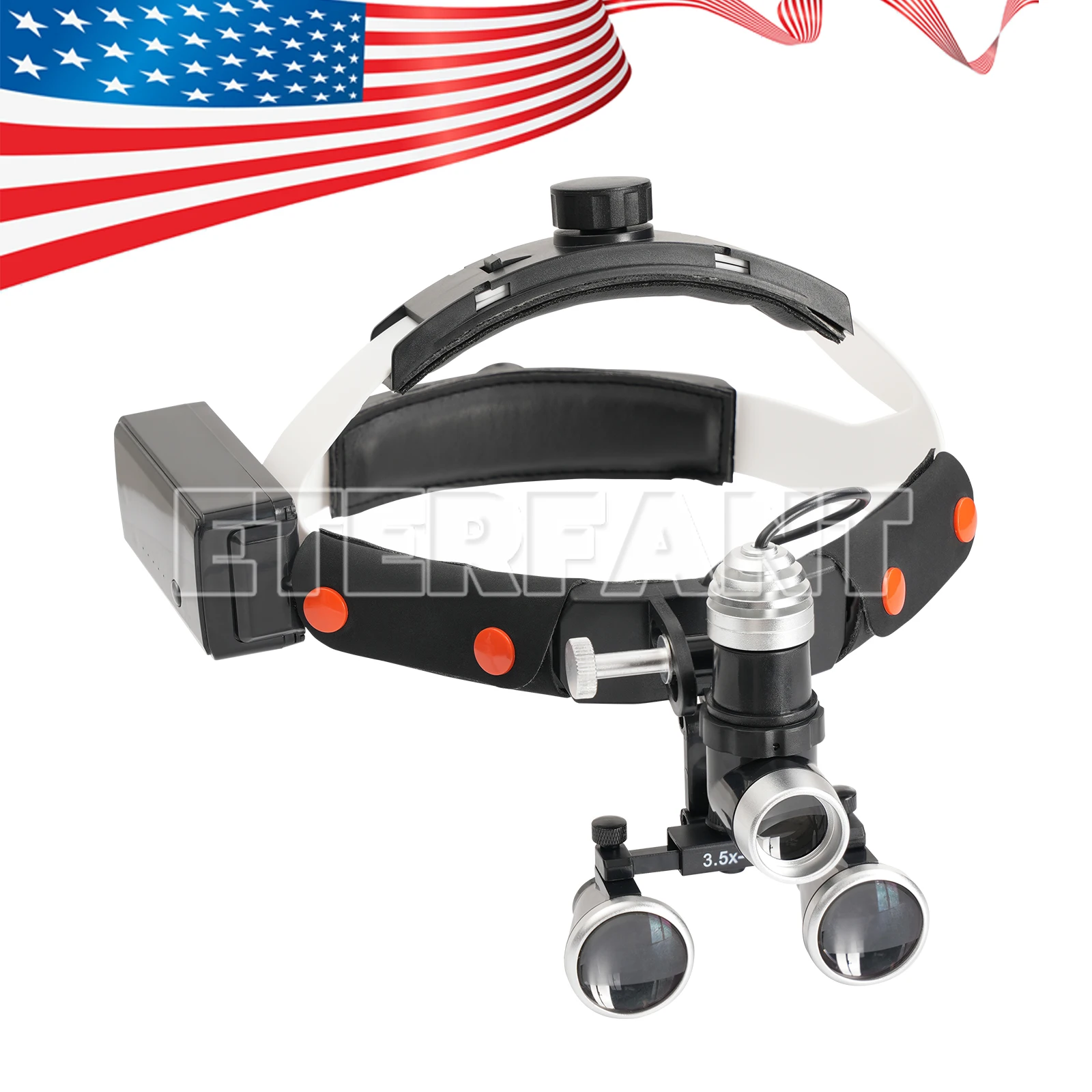 

ETERFANT 3.5X Dental 10W Surgical Headband Binocular Loupes Medical Magnifier LED Head Light Headlight Black Adjustable