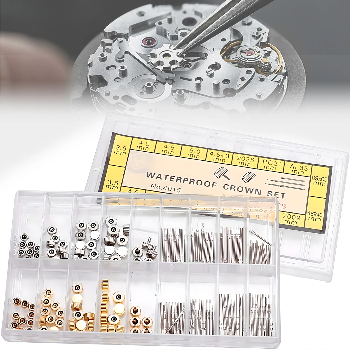 1-5 個のムーブメント時計スチールステムクラウンキット時計の部品 NH35 NH36 NH38 NH39 ムーブメント時計ステムスペアパーツ