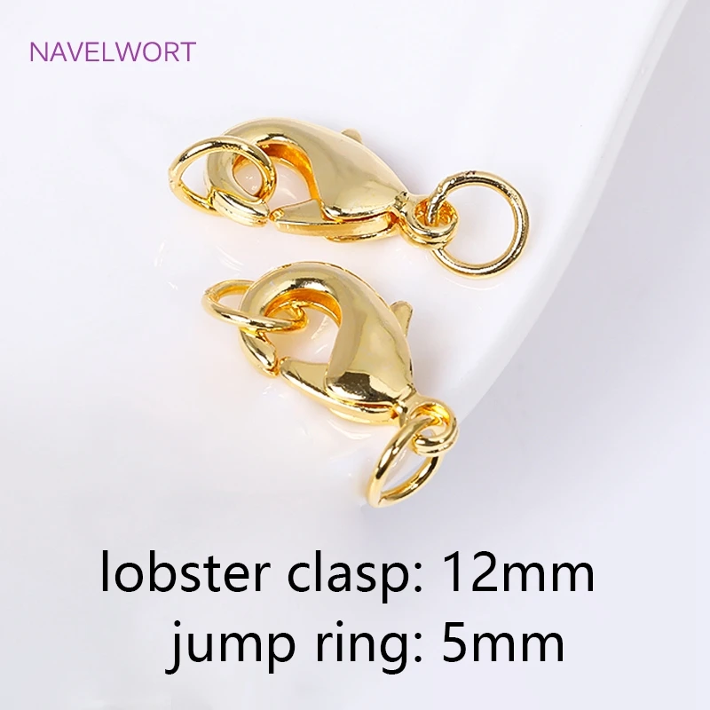 Messing 18K vergoldeter 10/12mm Karabinerverschluss mit geschlossenem Ring, Verschluss für Schmuck, Karabinerverschlussverbinder, Zubehör für Schmuck – Detail 29
