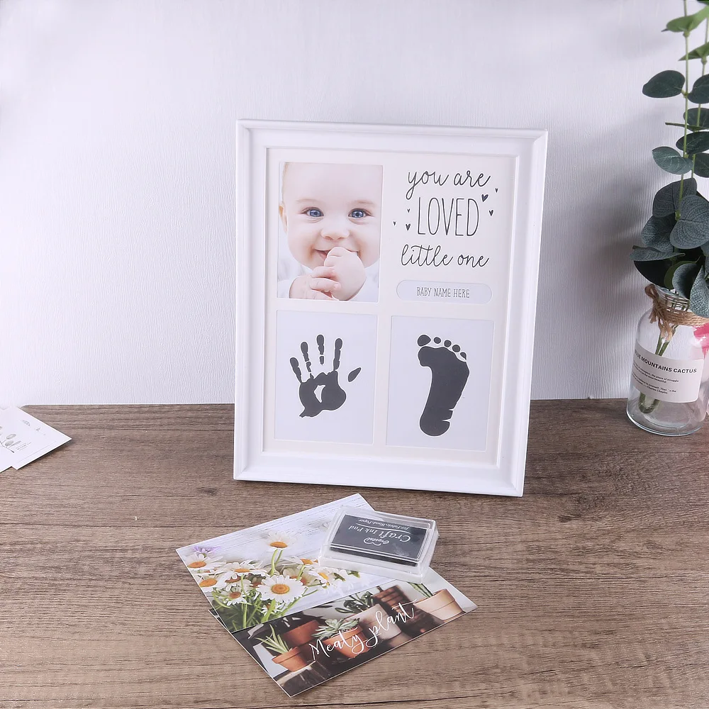 Ylsteed Newborn Hand and Foot Prints  with Ink Pad Baby Footprint  Infant Souvenir Newborn Photo Frame for Picture Props