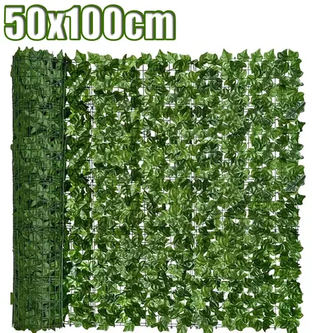 50X100cm 인공 아이비 헤지 녹색 잎 울타리 패널 가짜 개인 정보 보호 울타리 화면 홈 야외 정원 발코니 장식