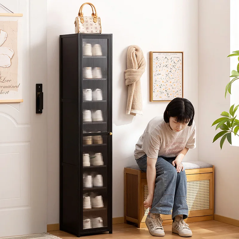 

Домашний ультратонкий шкаф для обуви, простой многослойный шкаф для обуви с дверью для маленькой квартиры, пыленепроницаемый бытовой встроенный шкаф для хранения w