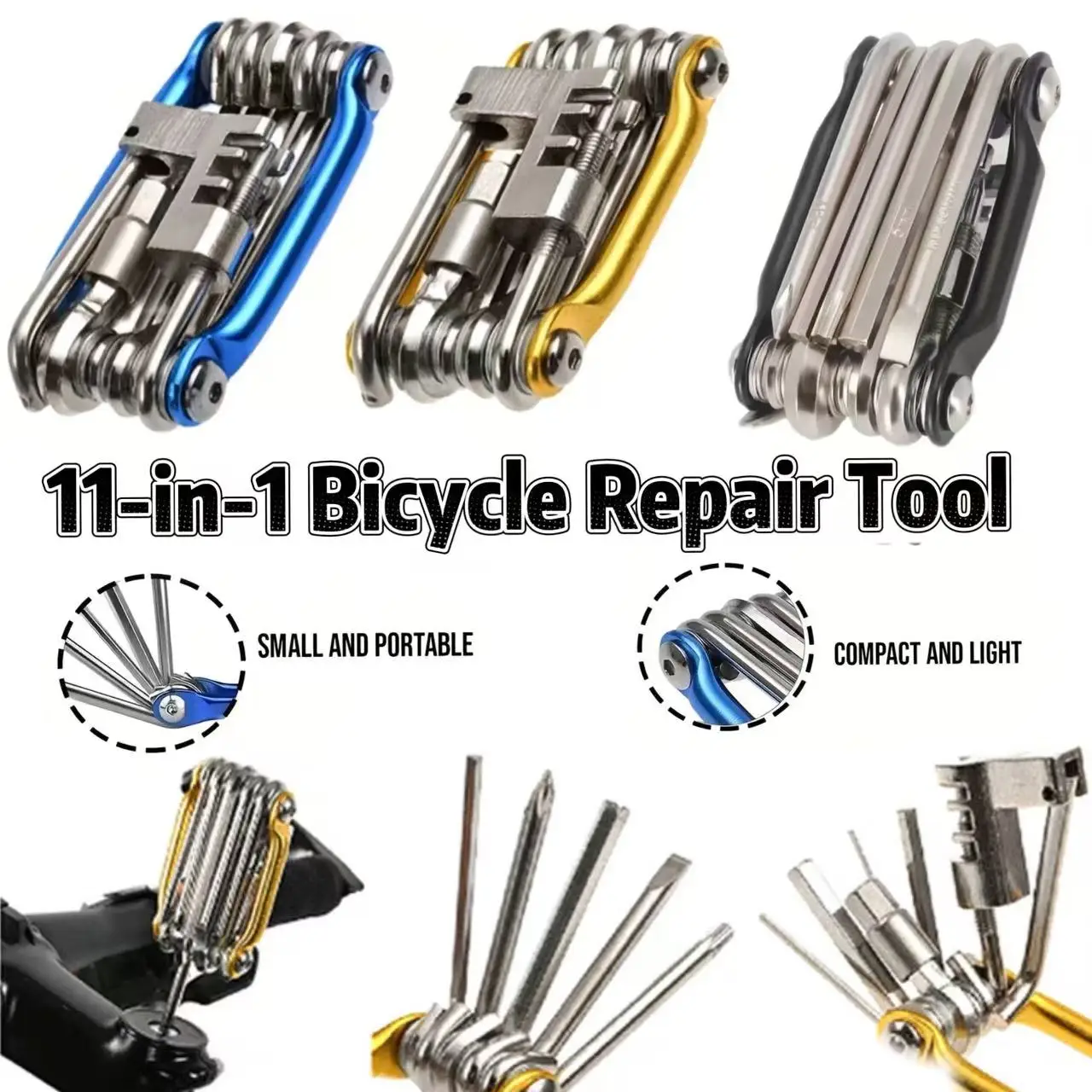 Image of Fahrrad-Reparaturwerkzeug 11-in-1, Mountainbike-Schraubenschlüssel, Schraubendreher, Sechskantschlüssel, Fahrrad-Reparaturset