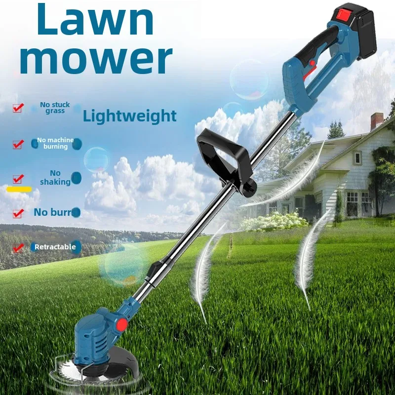 Small Electric Lawnmower Rechargeable Lithium Battery Multi-Function Grass Cutter Home Use Garden Care Tool from China