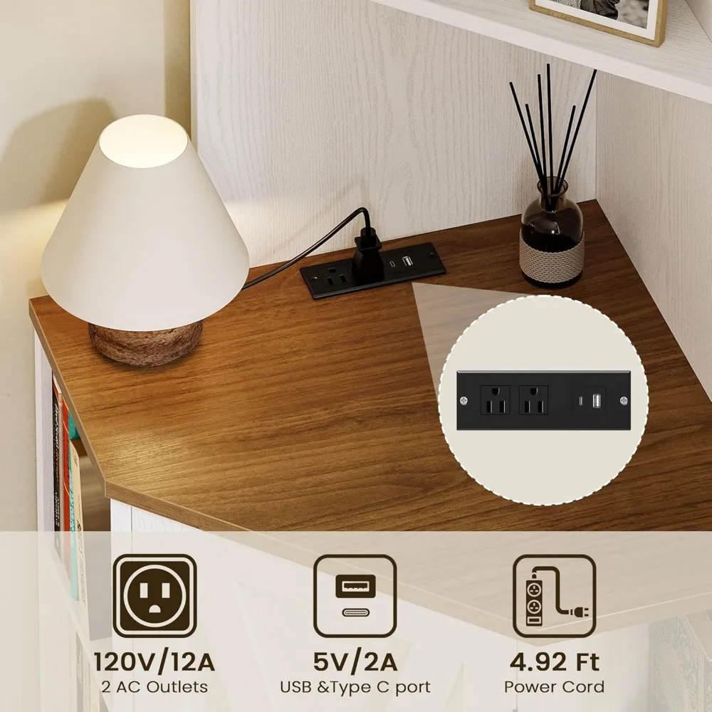 خزانة زاوية ريفية طويلة مع أرفف وأبواب للتخزين والعرض