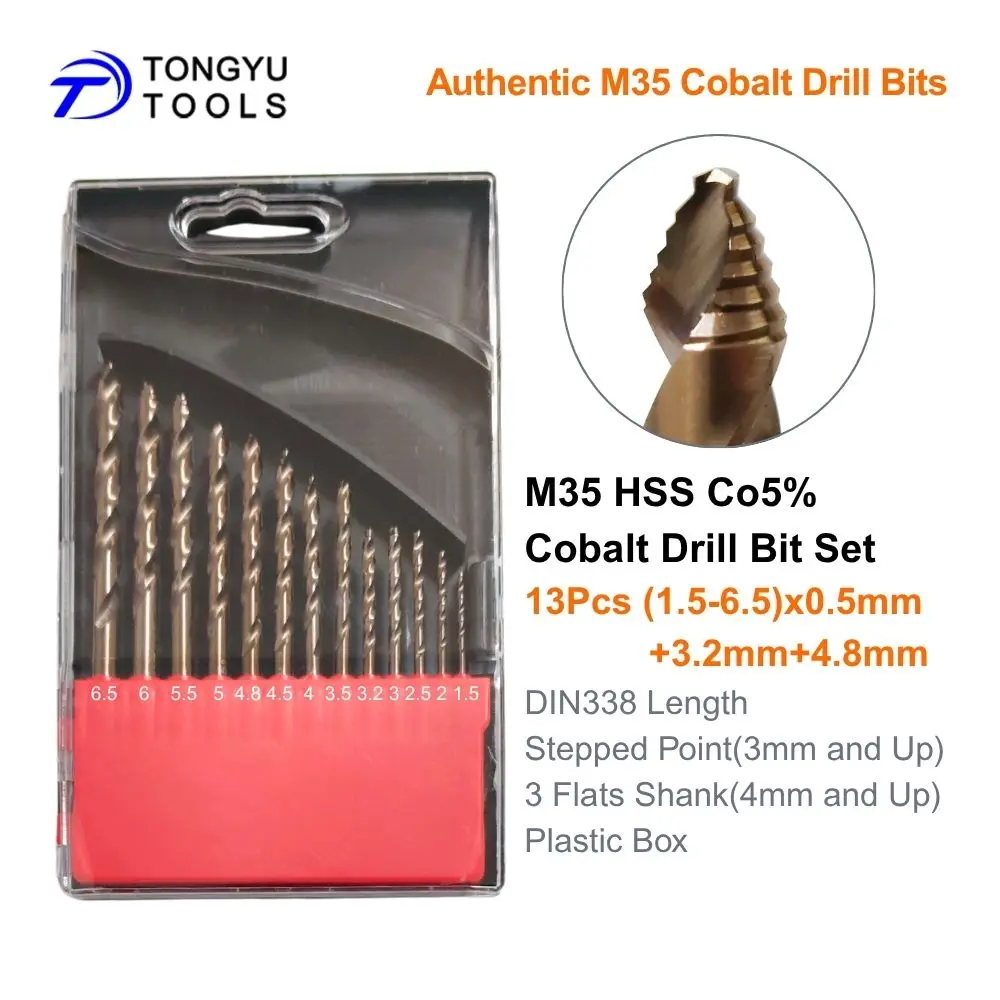 M35 Kobalt-Bohrerset HSS Co 5% DIN338 Spiralbohrer für Edelstahl, Hartmetalle, Gusseisen, Stufenbohrer mit 3-Flächen-Schaft – Detail 11