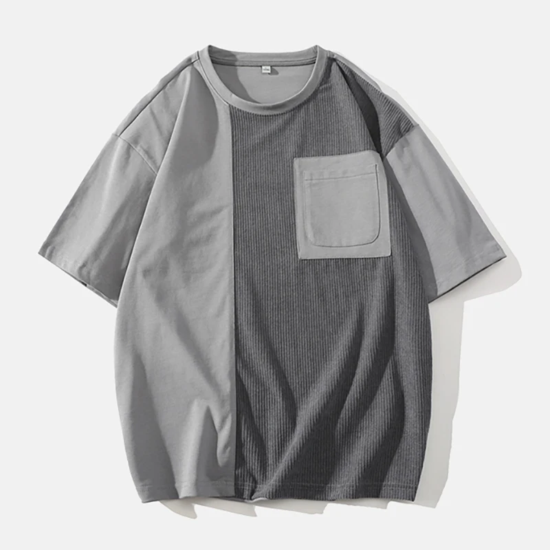 

Fashion O-Neck Pockets Spliced Casual Asymmetrical T-Shirts Men's Clothing 2024 Summer New Loose Korean Tops Irregular Tee Shirt
