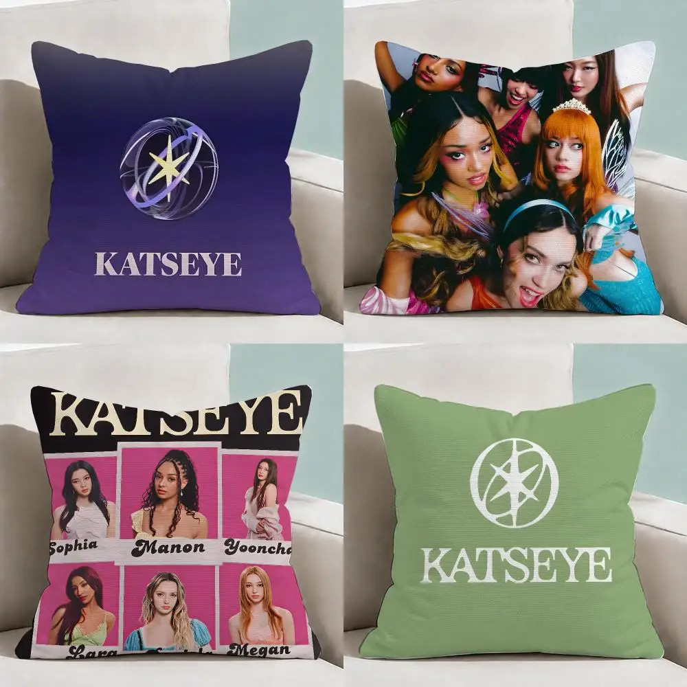 Music K-KATSEYE Modern POP Cushion Cover  Throw Pillow Soft Short Plush Cozy Durable Colorfast For Sofa Bedroom Home Decor Gift