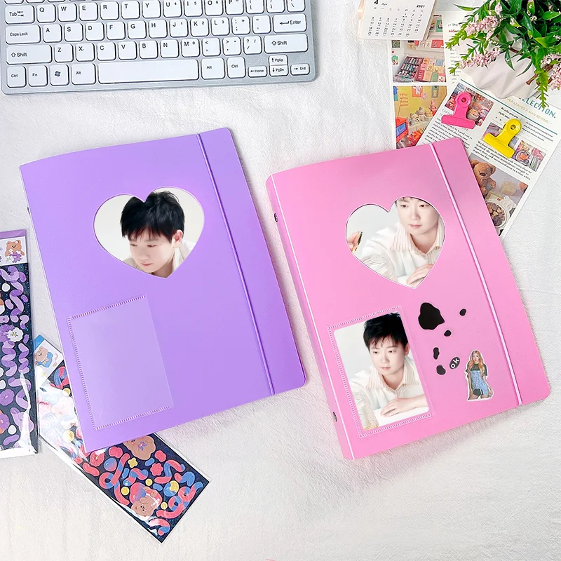 A5 Kpop Photocard Binder Cover 6-Ring Pages Binder Sleeves Refillable Loose Leaf PP Double-Sided Idol Photo Album Collect Book