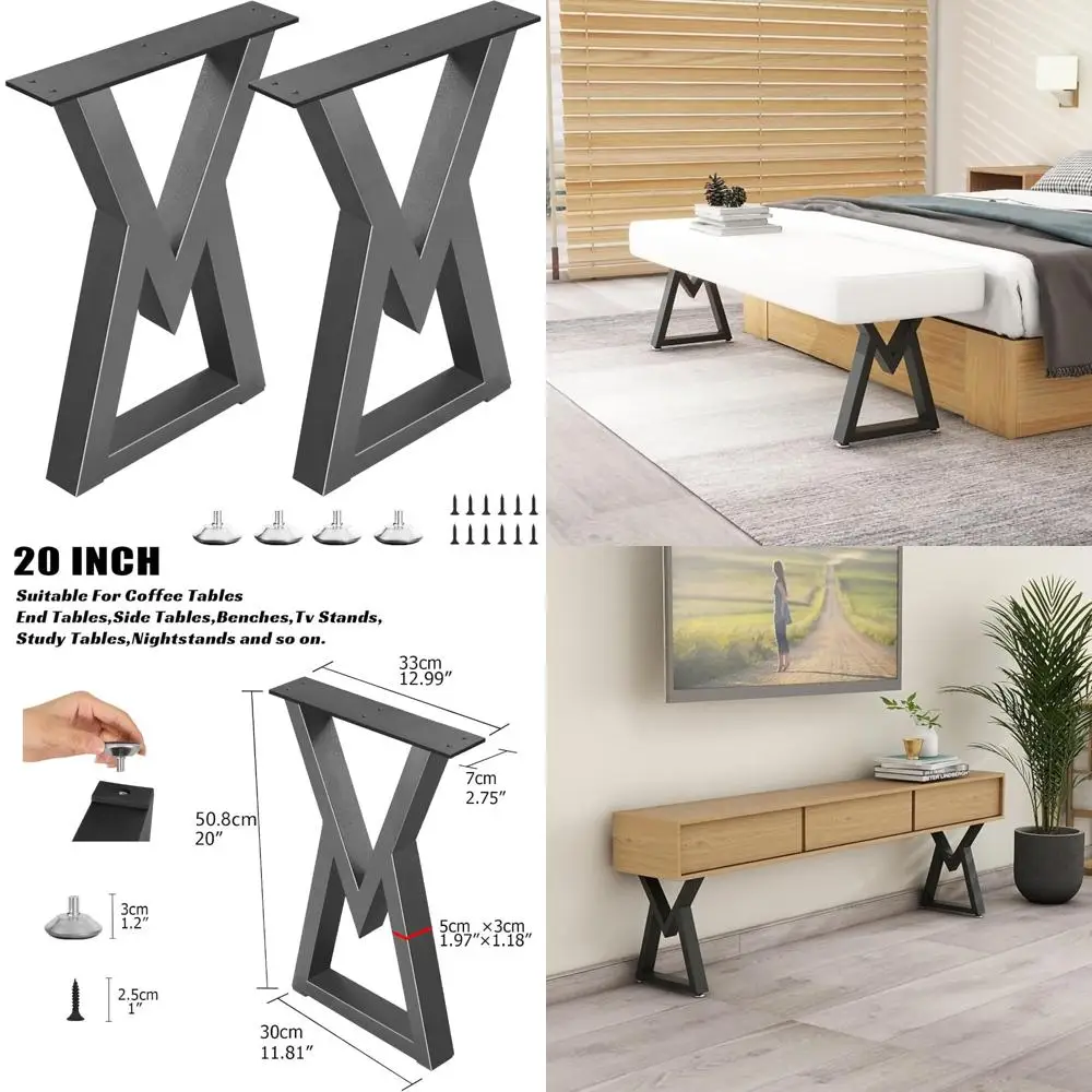 20-Zoll-Couchtischbeine aus Metall, rautenförmiges Ende und Beistelltischfüße, robuste Schreibtischfüße, schwarze Eisen-DIY-Möbel-Bankbeine