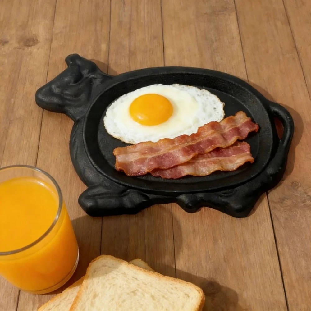 Cast Iron For teppanyaki Plate for Induction Cooktops Bull Head Design Grill For Steaks Seafood Veggies Heat Retention Stable
