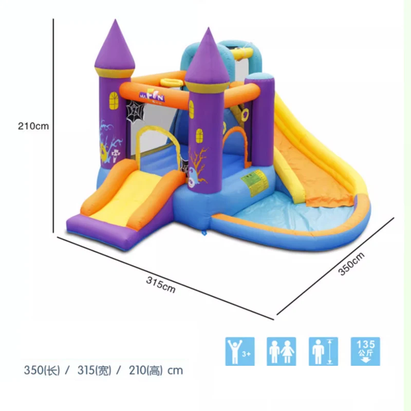 

Halloween Trampoline Inflatable Castle, Indoor and Outdoor Small Children's Playground, Net Protection, Water Slide Play