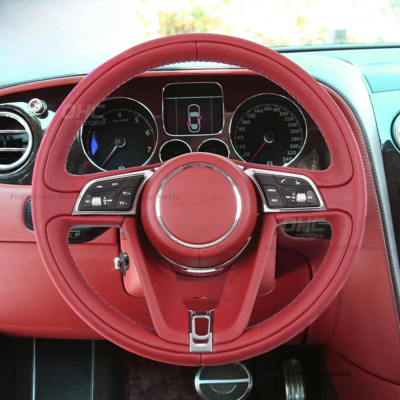 Suitable for Bentley Continental Bentayga car modification, red full-leather steering wheel