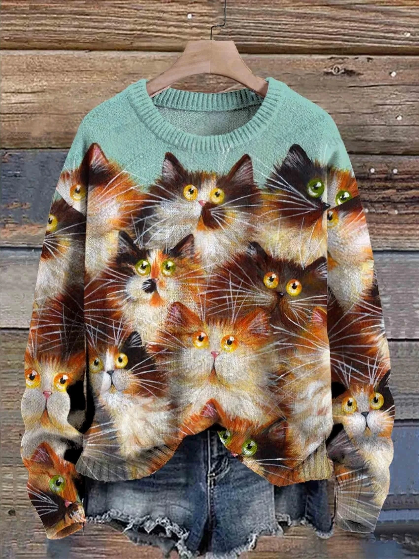 3D Printed Animal Custom Collection Cute Cats Dogs Hedgehog Pattern Ugly Sweater Street Casual Winter Sweatshirt