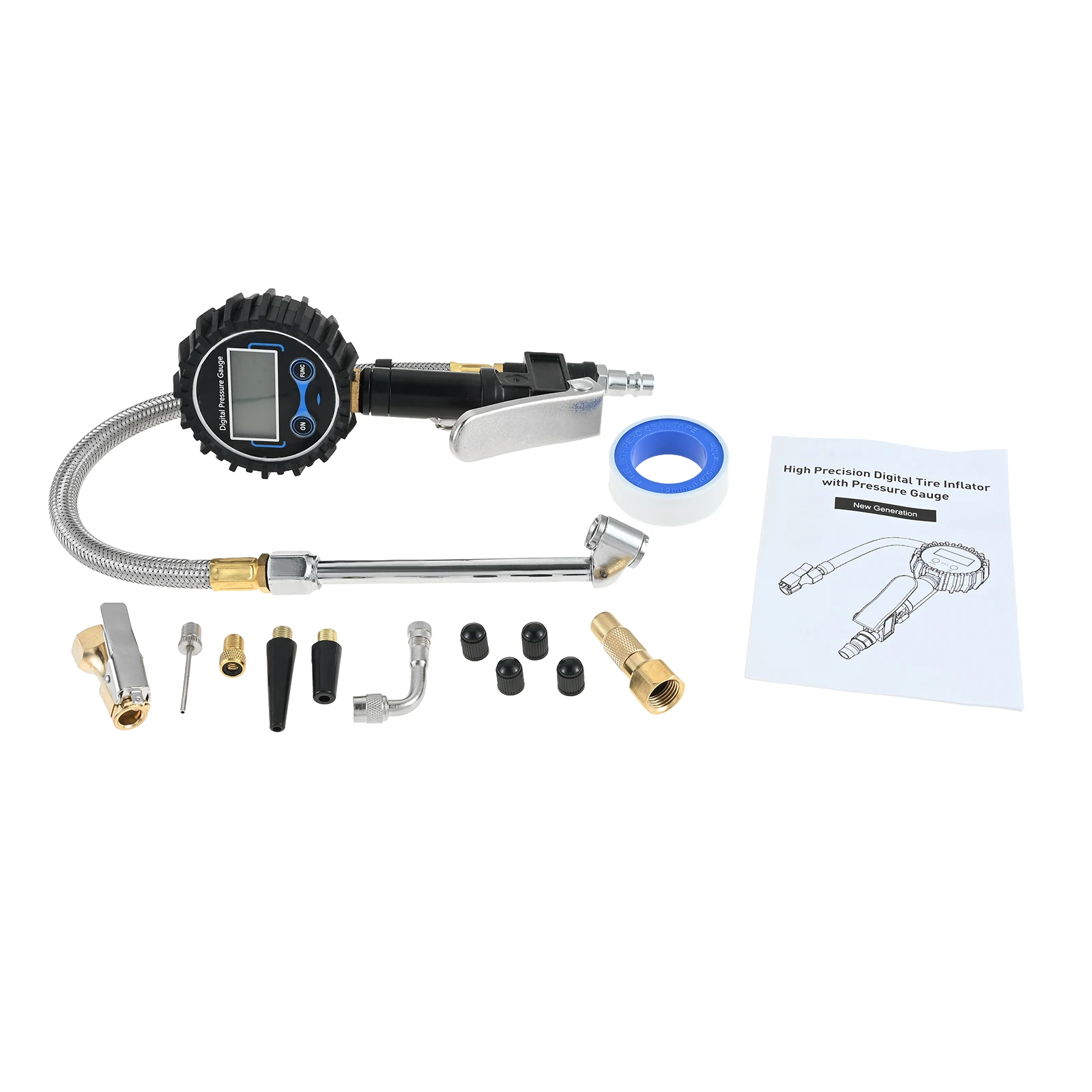 

Насадки для воздушного компрессора для тяжелых условий эксплуатации, 200 фунтов на квадратный дюйм, улучшенная защита от утечек и манометр для шин из нержавеющей оплетки с насадкой