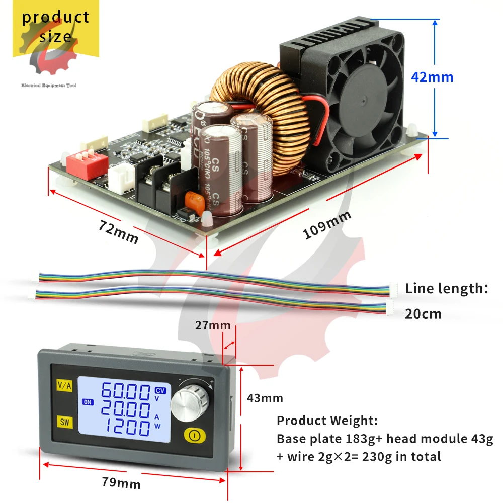 XY6020L CNC Adjustable DC Stabilized Voltage Constant Voltage And Constant Current 20A/1200W Step-down Module Board Power Supply