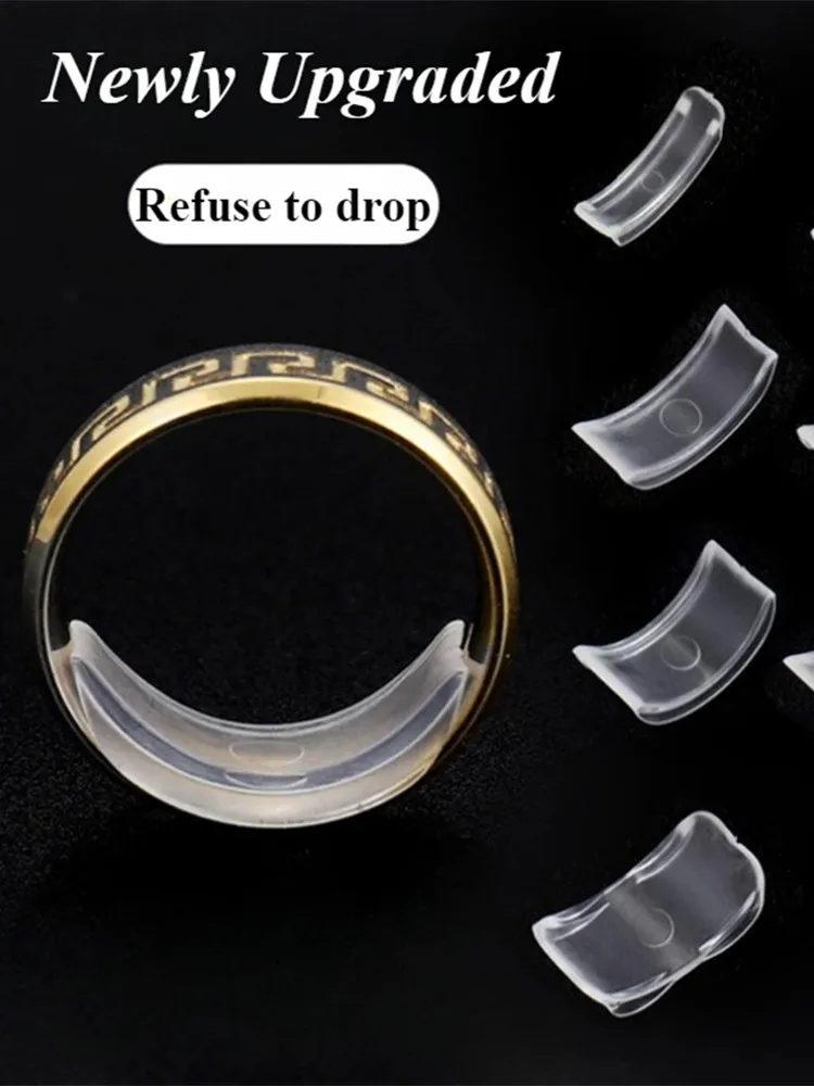 8 tailles de tailleur de bague invisible en silicone transparent, anti-perte, support de bague invisible, réducteur pour grandes bagues