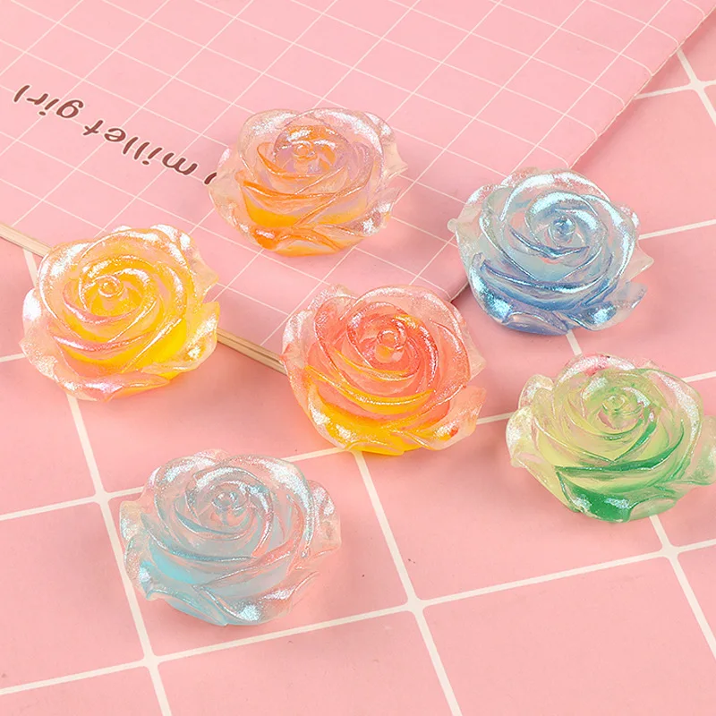 5pcs Luminous Rose Flower Glow in The Dark Toys Figures Mini Luminous Elfs Spirits Home Decor for Fish Tank Micro Toy