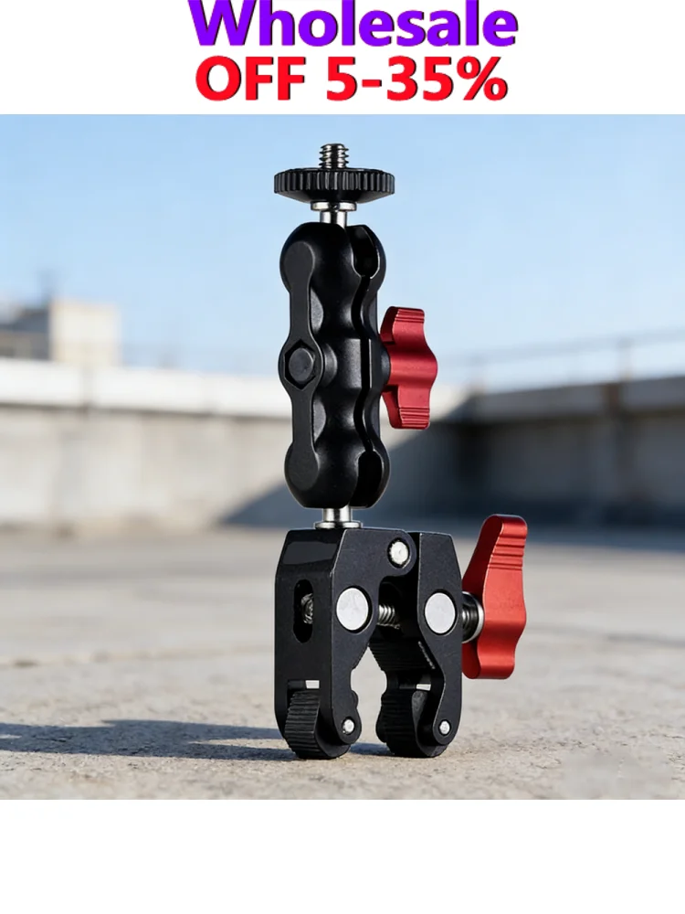 Super Clamp Uchwyt do kamery, monitora, obrót 360 stopni °   Adapter z podwójną głowicą kulową Magic Arm do lustrzanek cyfrowych/Gopro/świateł LED/telefonów — zdjęcie produktu 7