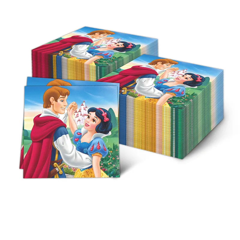 Disney Princess Snow White Birthday Party Supplies Disposable Tableware Sets Girls Party Cups Plates Balloon Banner Decoration