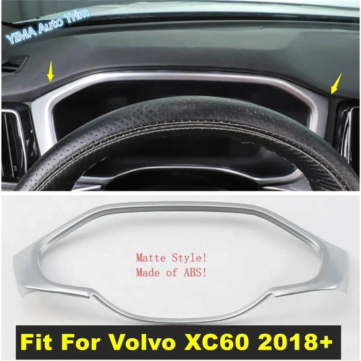 

Auto Dashboard Instrument Screen Decor Frame Cover Trim ABS Accessories Fit For Volvo XC60 2018 - 2021 Matte / Carbon Fiber Look