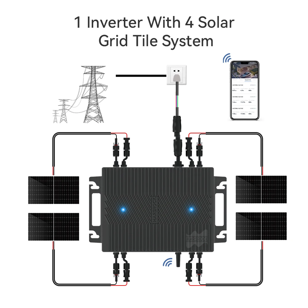 Imagem -03 - Mppt-inversor de Gravata Grid Microinversor 1600w 18v60v dc para 230v ac Wifi Integrado Conversor de Energia Solar Onda Senoidal Pura 50hz 60hz Automático