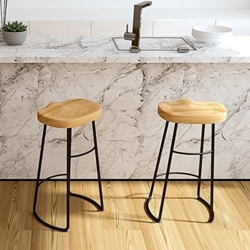 無垢材バースツール高脚カウンタースツール北欧クリエイティブバーチェア高アメリカンキッチンスツール装飾家具