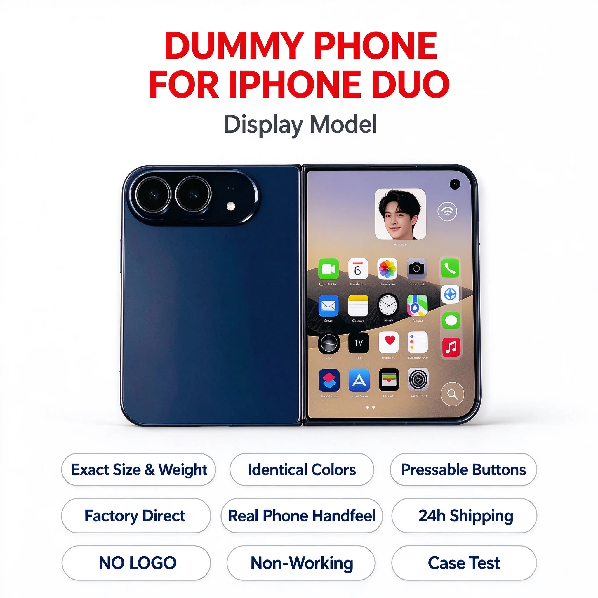 NEW For iphone Duo Color Screen Dummy Phone Non-Working Mockup Model Photography Prop for Video Shooting