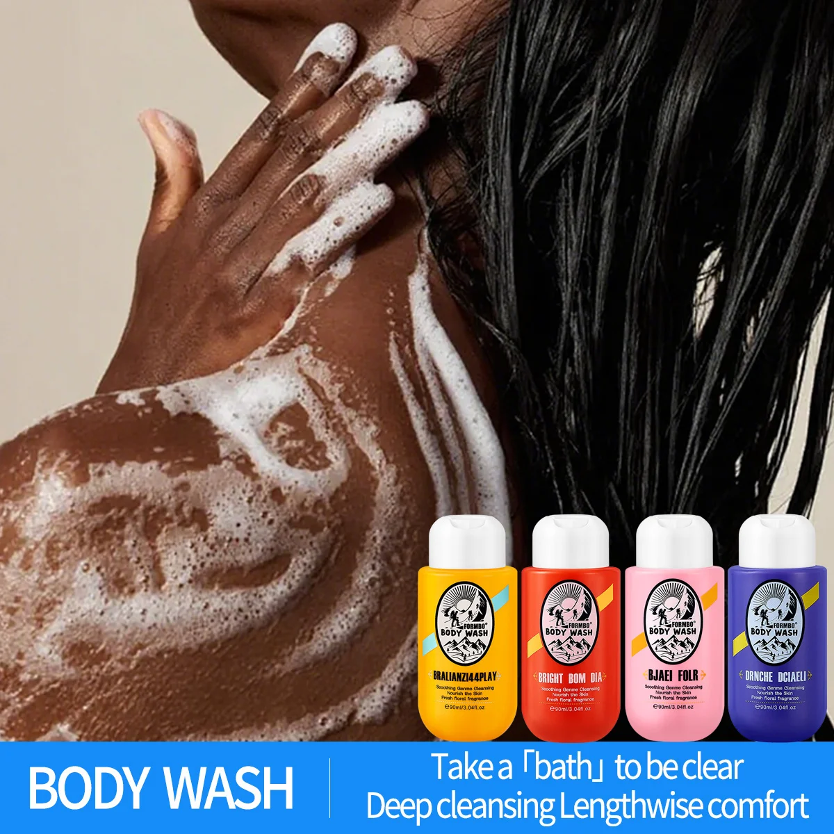 4 - Scent Body Wash Assortment: Floral & Fresh Fragrances, Travel - Size Shower Gels