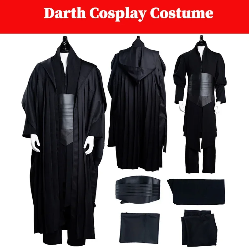 Darth Cosplay Men Faanatsia Costume Movie Space Battle Outfits Cloak Belt Pants Clothing Men Boys Halloween Carnival Suits