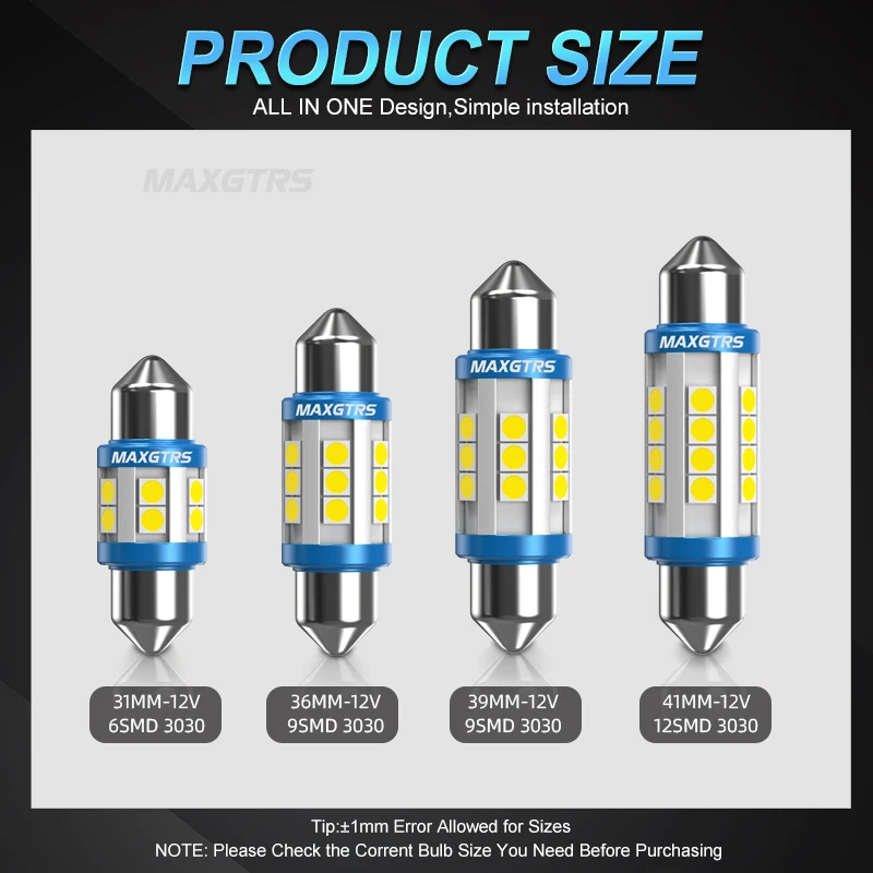 2x C5W Led Lamp Canbus 12V Festoen 31Mm 36Mm 41Mm C10W Auto Interieur Licht Nummerplaat leeslamp 3030 Smd 6000K Wit 12V