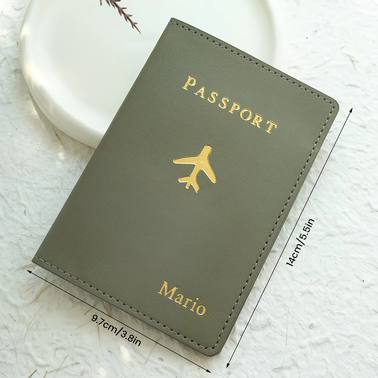 Custom Personalized Hot Stamping Passport Holder with a Custom Golden Monogram Name, Made of Faux Leather
