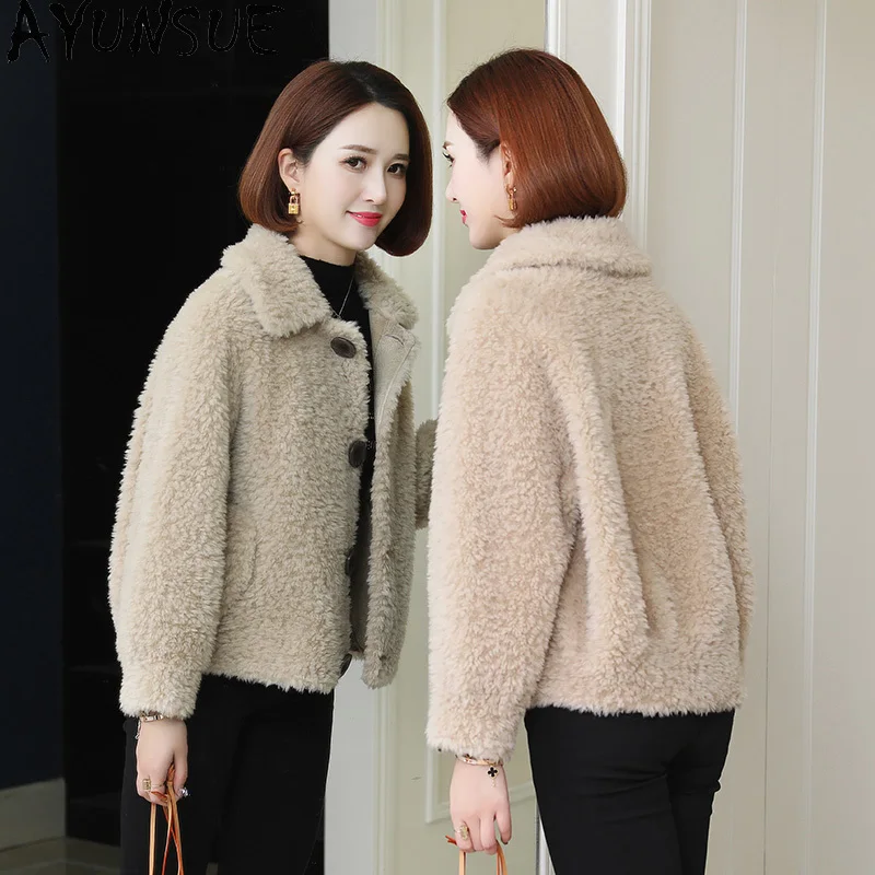 AYUNSUE 100% laine manteau femmes 2025 véritable mouton peau de mouton veste vêtements d'hiver femme nouveau dans manteaux Composite fourrure П199ьто Ж брае