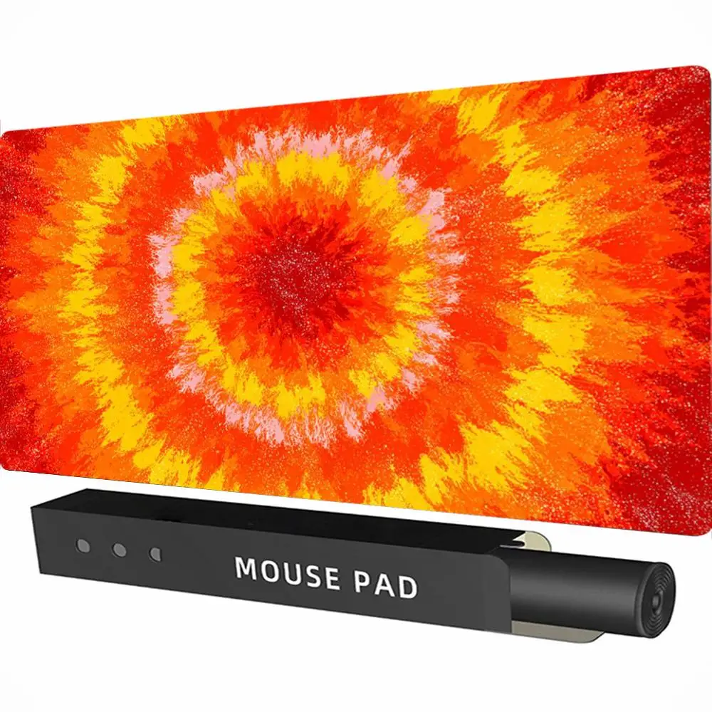 Orange Tie Dye Sun Print PU Leather Large Desk Mat Waterproof Anti-slip Extended Mouse Pad For Gaming Office Laptop