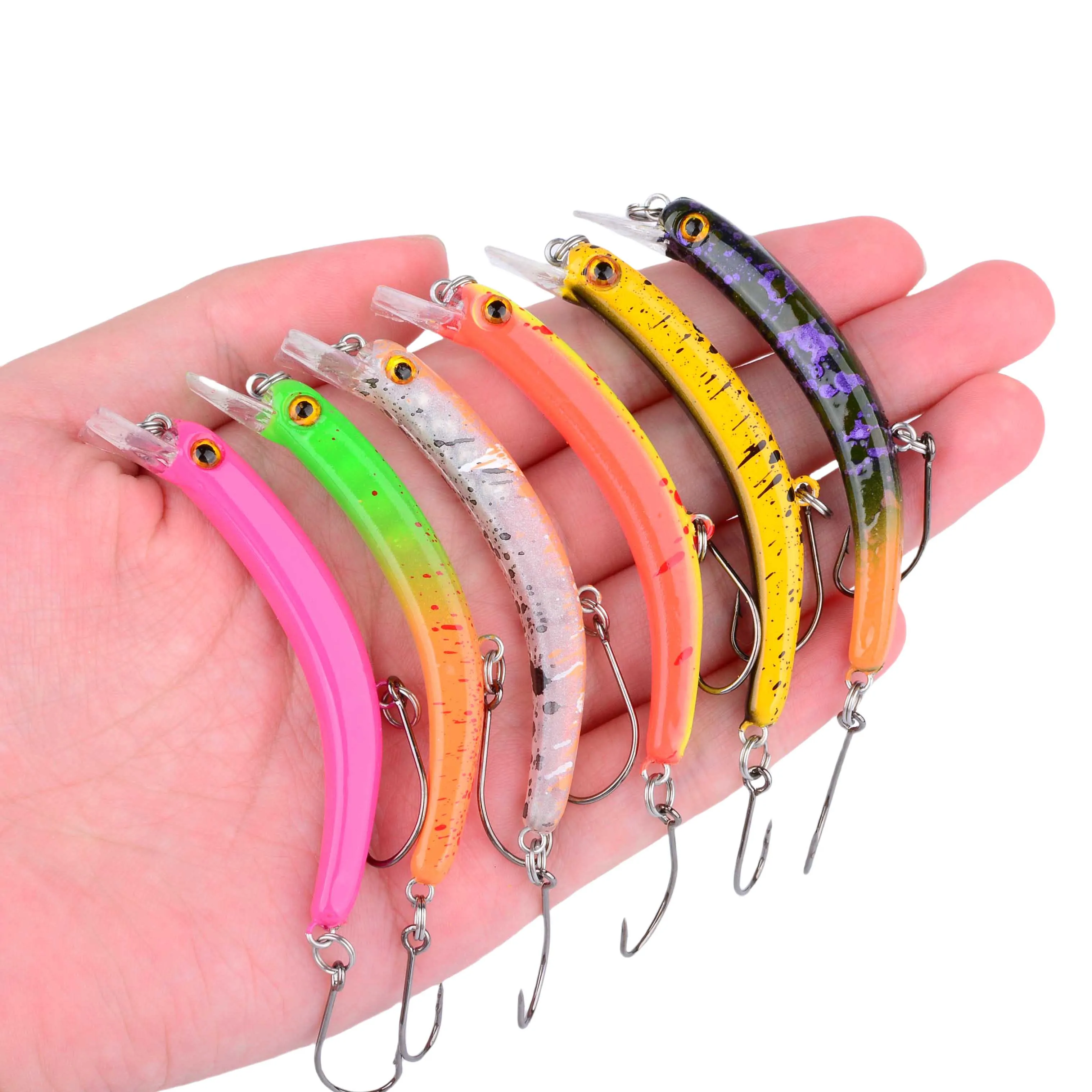 

1PCS Mini Slow Sinking Minnow Wobblers Triangle Hooks Fish Popper Bass Tackle Fishing Lures Crankbait Hard Plastic Bait