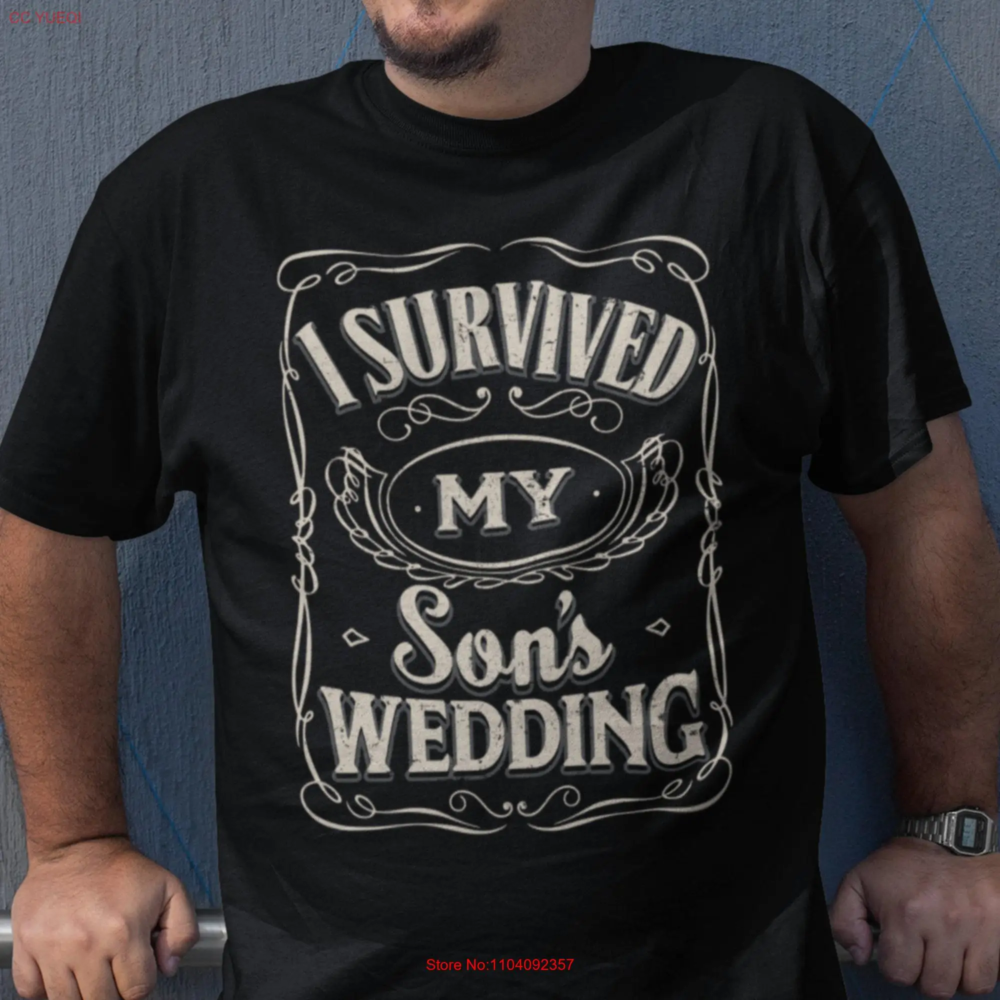 I Survived My Son's Wedding T Shirt Father of the Groom Mother Funny s for Parents Vintage long or short sleeves