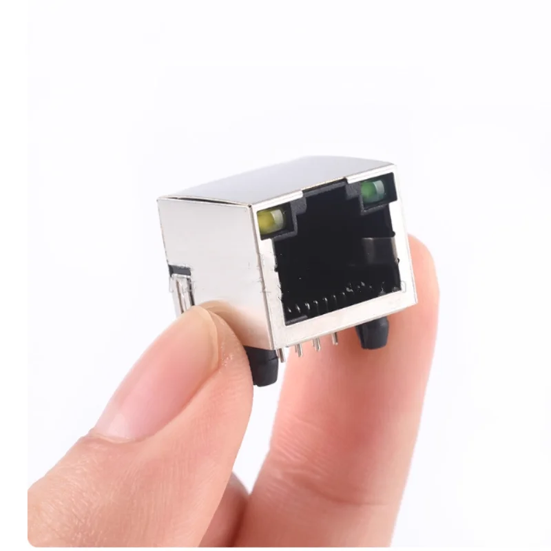 50pcs RJ45 PCB Mount Jack socket network interface cable Connector with LED