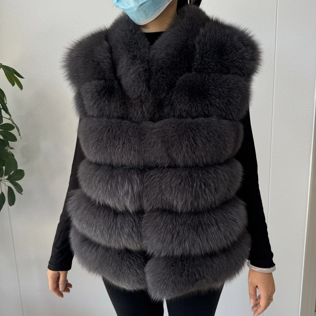 2026 NEW style Fox Fur Coat Real Winter New Outwears Women's Fashion Luxury Jacket High Quality Clothing Natural And Stand Colla