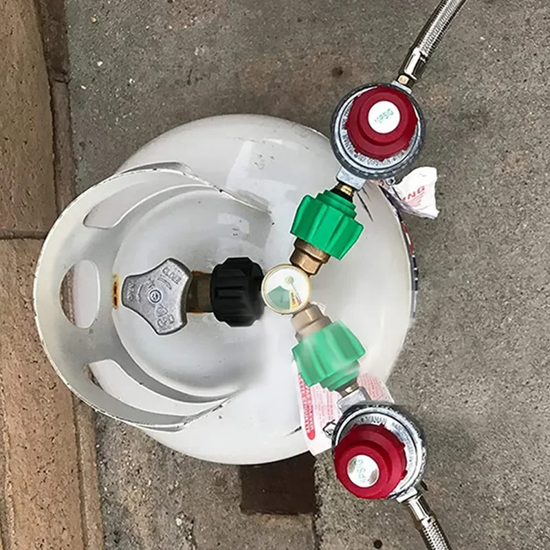 for Y-type Brass Three-Way Valve QCC with Meter Quick Connector Propane Gas Outdoor RV Accessories Propane Valve
