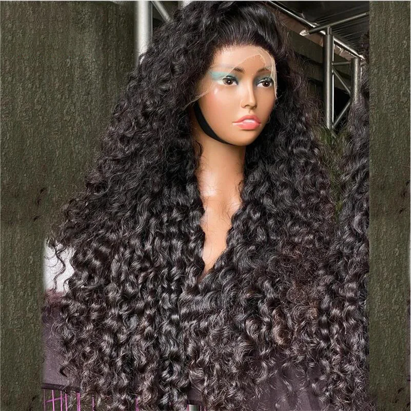 Perruque Lace Front Wig crépue bouclée noire naturelle pour femme, 26 pouces, cheveux de bébé doux, densité 180, préplumée, sans colle, degré de chaleur