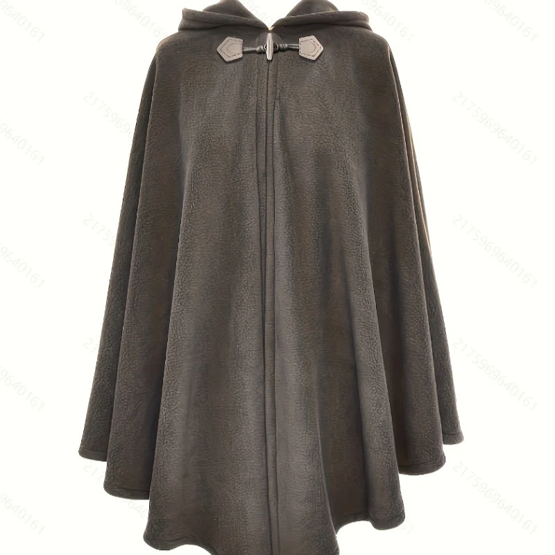 Women's Wool Hooded Cape Poncho - Slimming Toggle Button Cloak Shawl, Solid Color Fringed Pullover for Winter Fashion