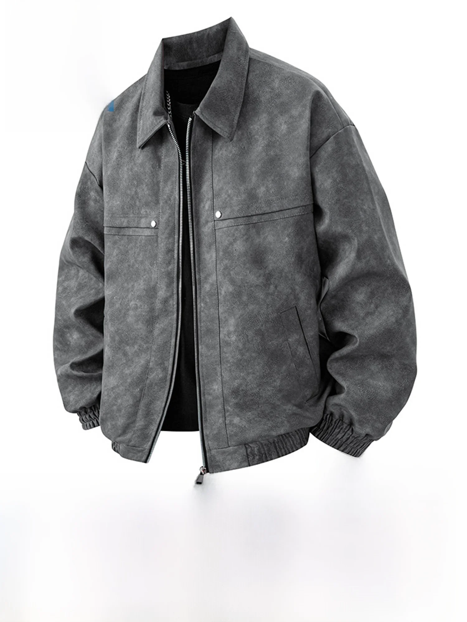 

Jeanswest Men's Fce Lined Thiened Casual Jaet Vintage American Sle Zipper Closure Long Sve Leather Jaet