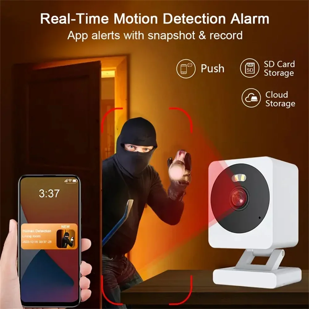 Tuya Smart Home Camera Pro: 4X Zoom, AI Alerts, Full-Color Night, 128GB Support, 2.4GHz WiFi, Waterproof, Baby/Pet Monitor