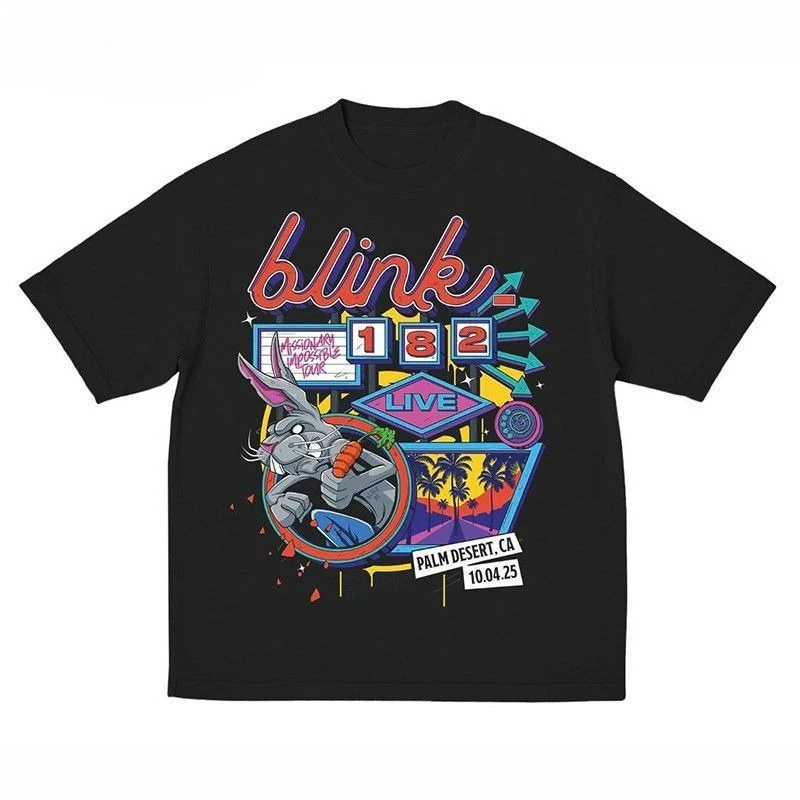 BLINK 182 Band - Pop-punk Style Evil Rabbit Classic Smiley Face Trendy Brand American Style Next-generation Men's T-shirt